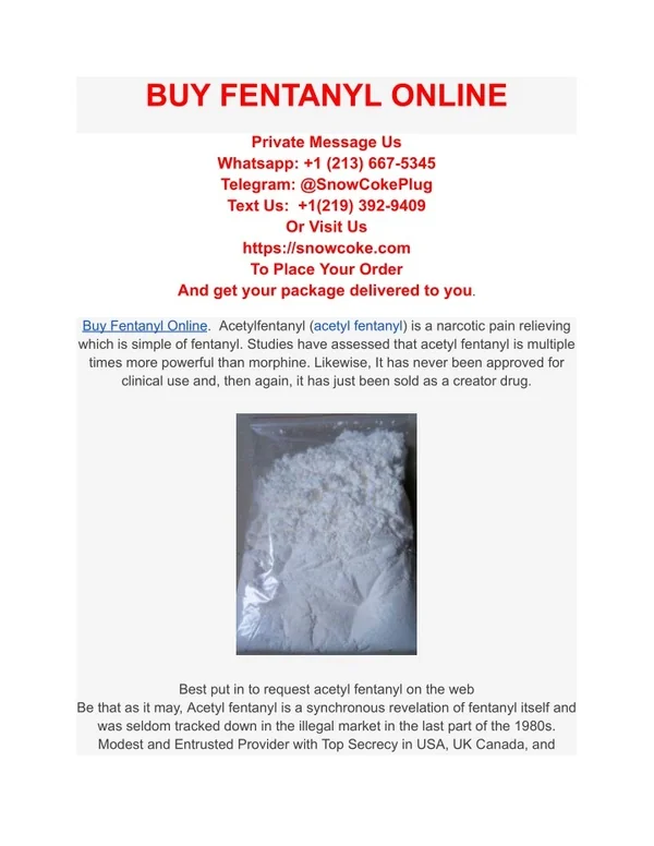 Buy Fentanyl Online From Verified Markets